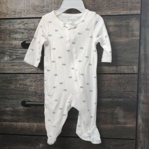 Carter's White With Blue Rhino Print Kids Onesie